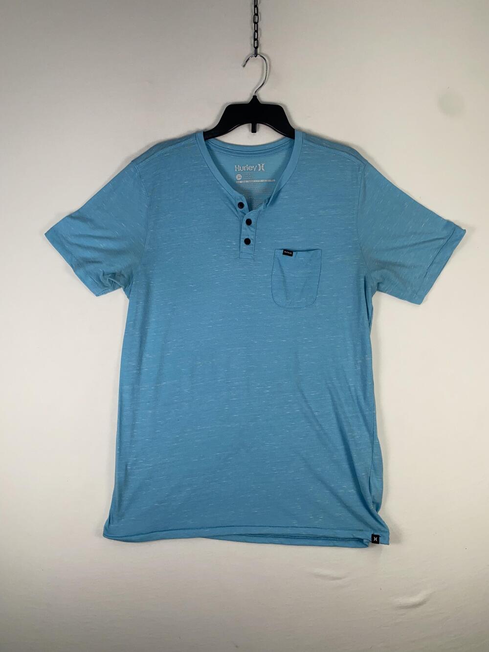 Hurley Shirt Mens Large Blue Premium Henley Pocket Tagless Jersey Tee T-Shirt